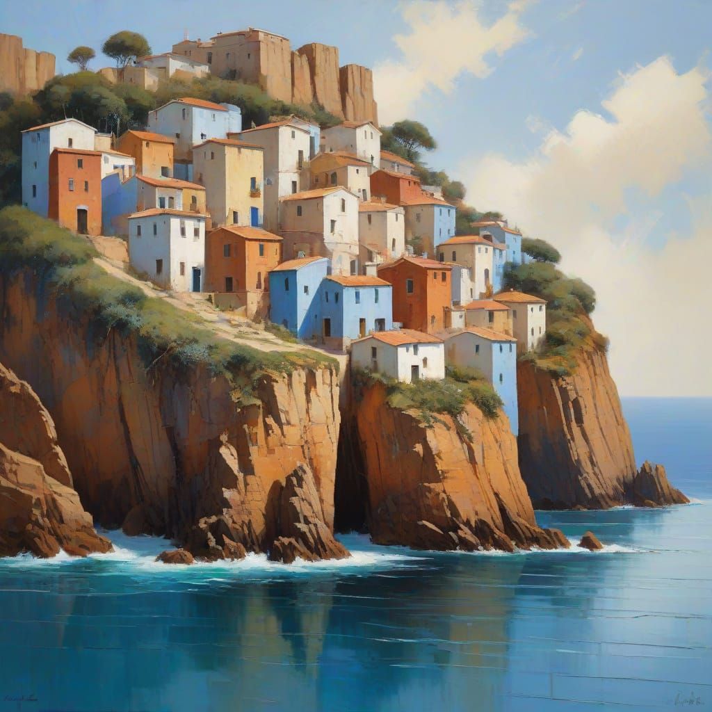 Surreal Mediterranean Cliffs Overlooking Sea