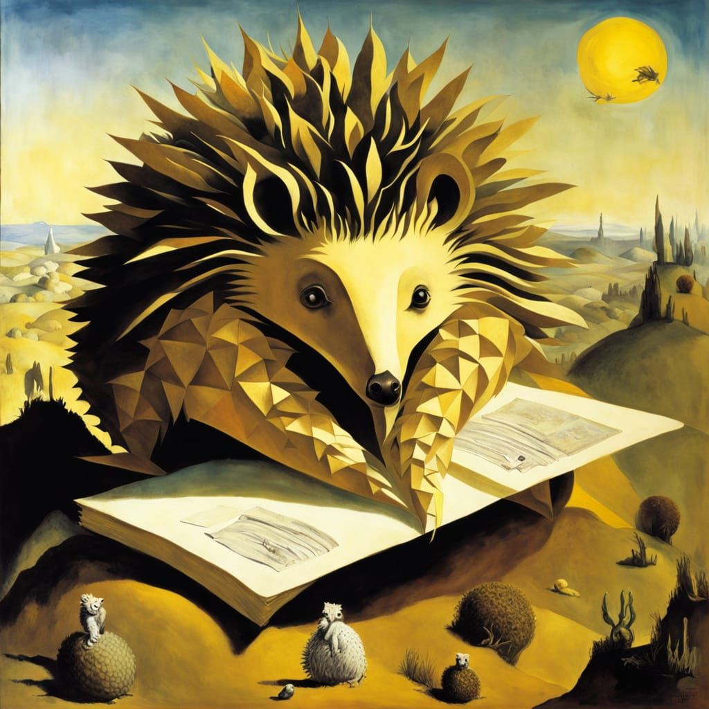 Whimsical Paper Hedgehog World in Surrealist Style