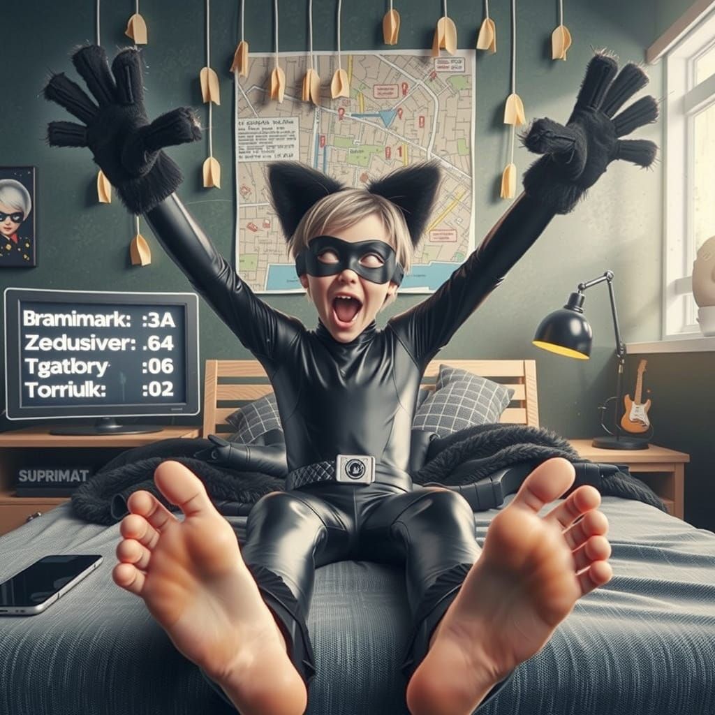 Superhero Cat Posing in Comic Book Style