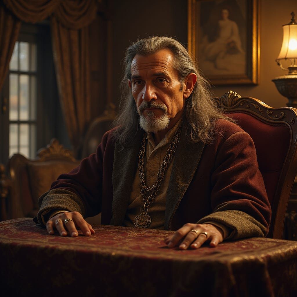 Rich Villager in Inn, Rembrandt Lighting