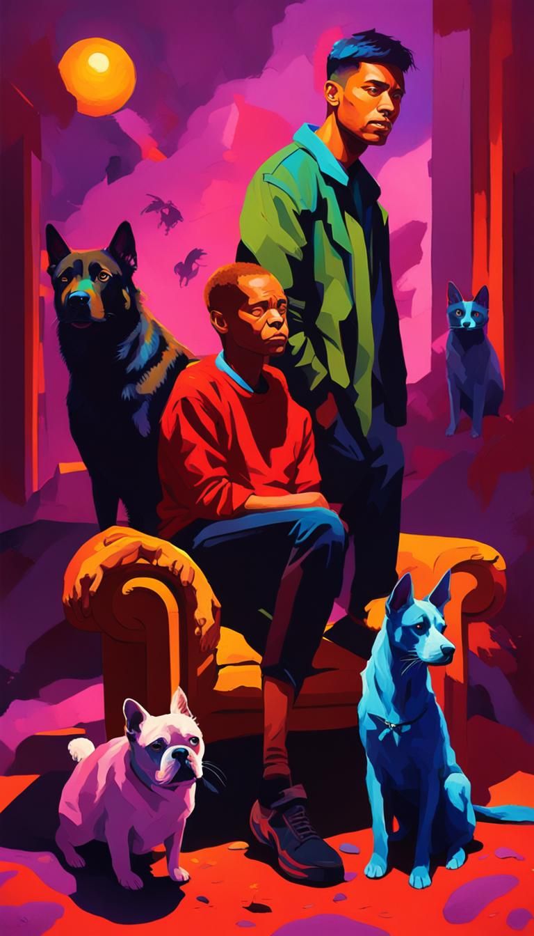 Dramatic Portrait of a Person with Pets