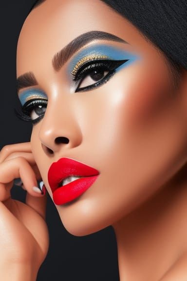 Striking Portrait with Red Lip, Contemporary Style