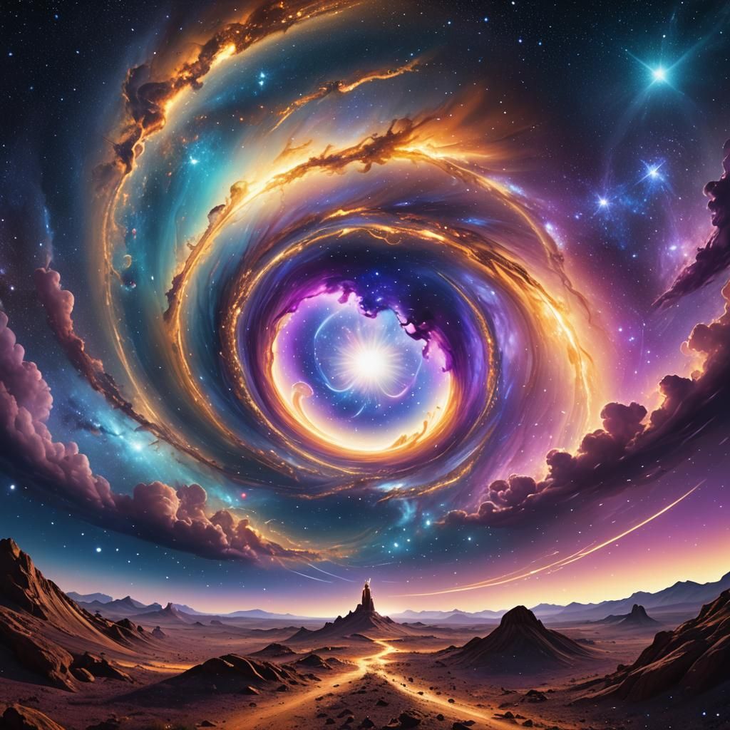 Ethereal Portal in Celestial Expanse: Surreal Digital Art