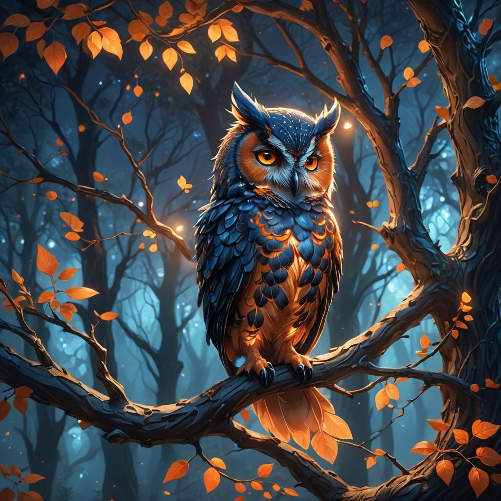 Fairy Owl in Mystical Forest: Digital Matte Painting