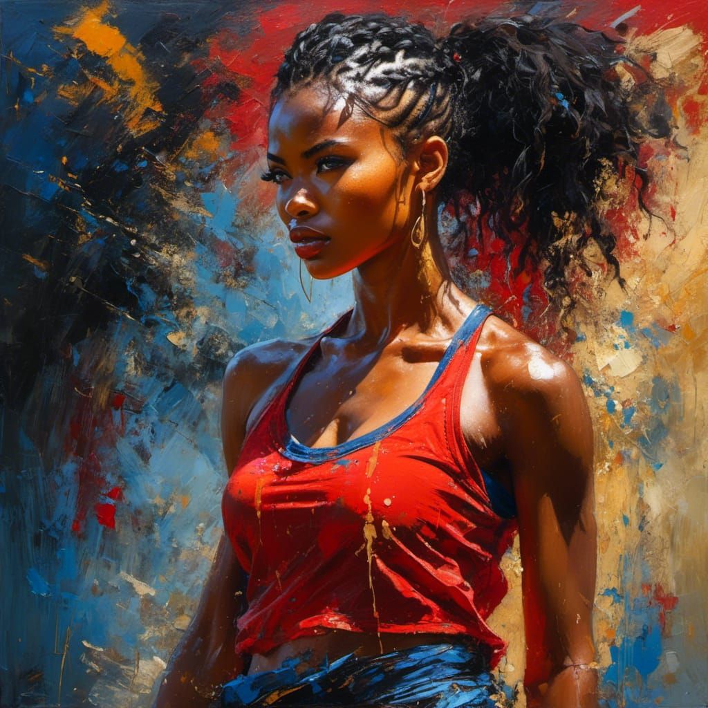 Photorealistic Ghanian Martial Artist in Splash Art Style