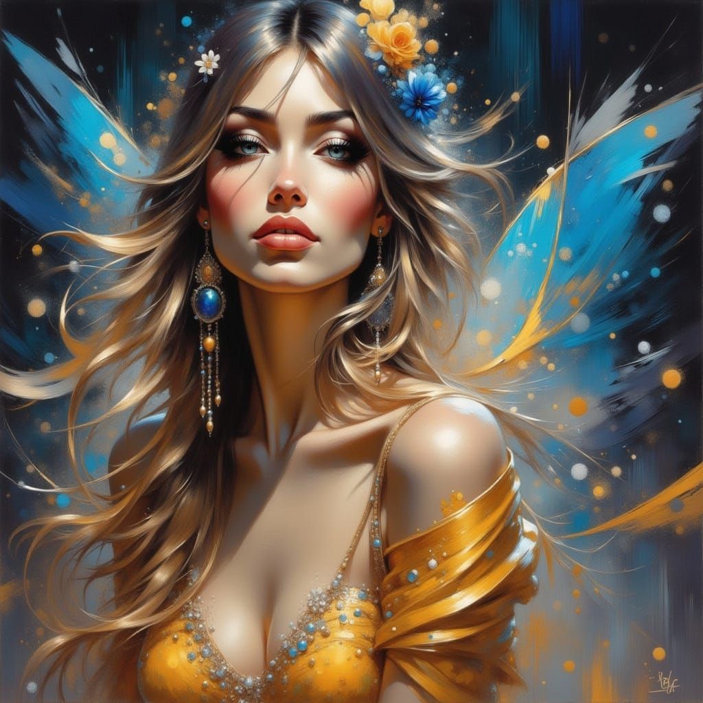 Goth Punk Portrait with Radiant Iridescent Accents