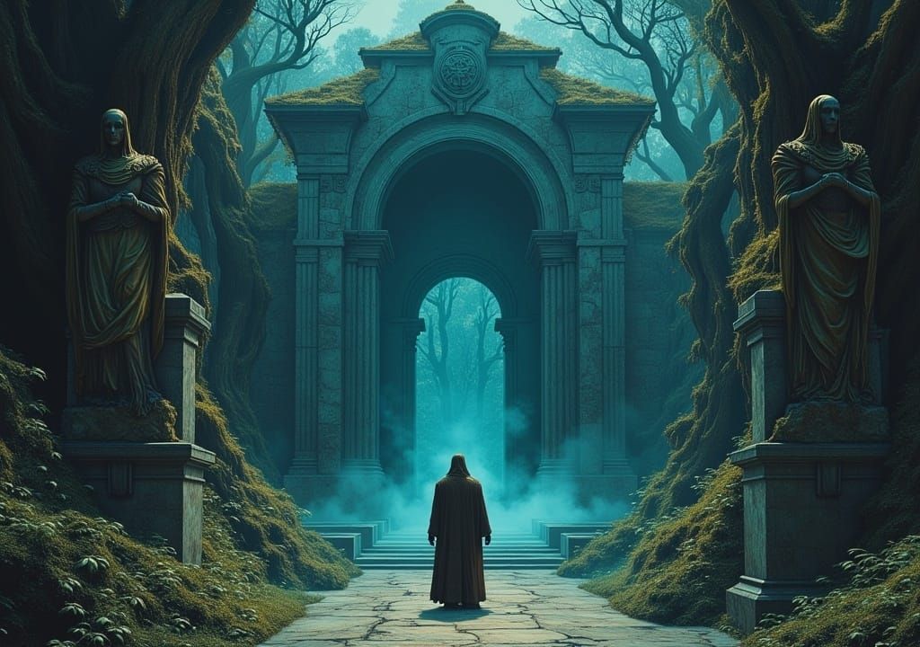 Guardian of Obsidian Tomb in Overgrown Forest