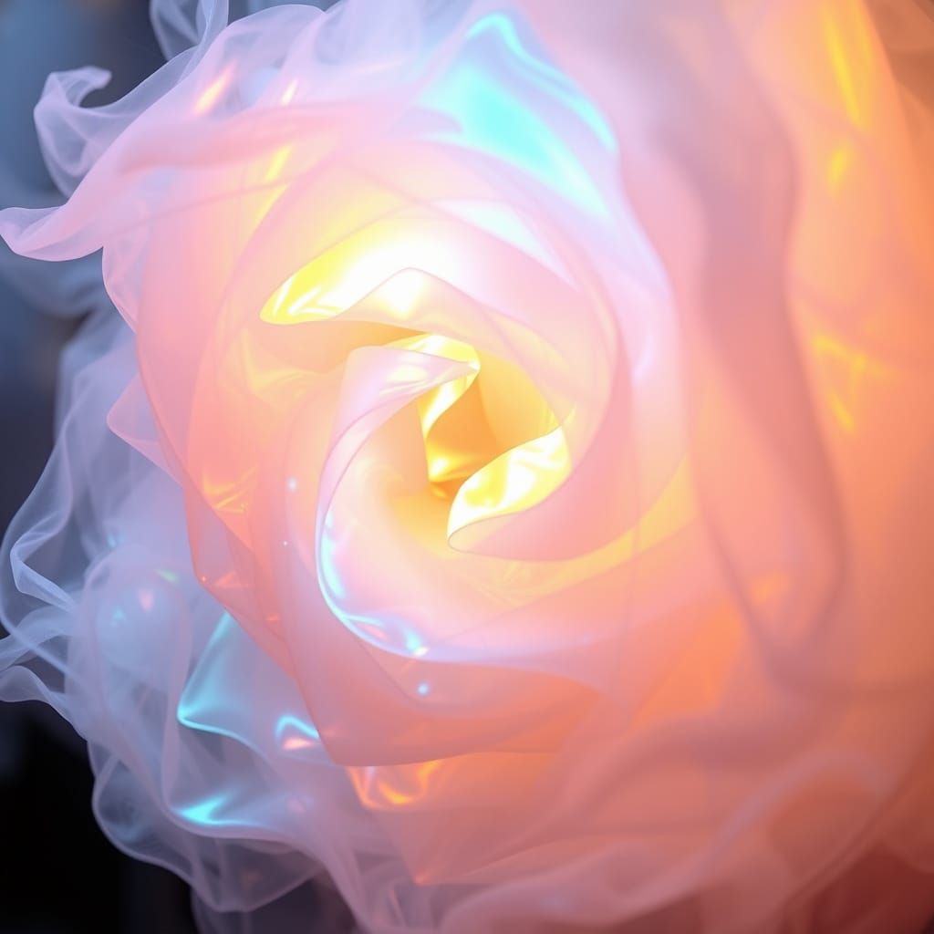 Iridescent Pastel Rainbow Cloud with Golden Center