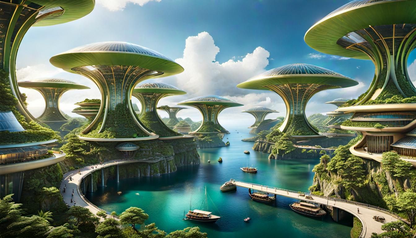 Seascape Solarpunk Metaverse