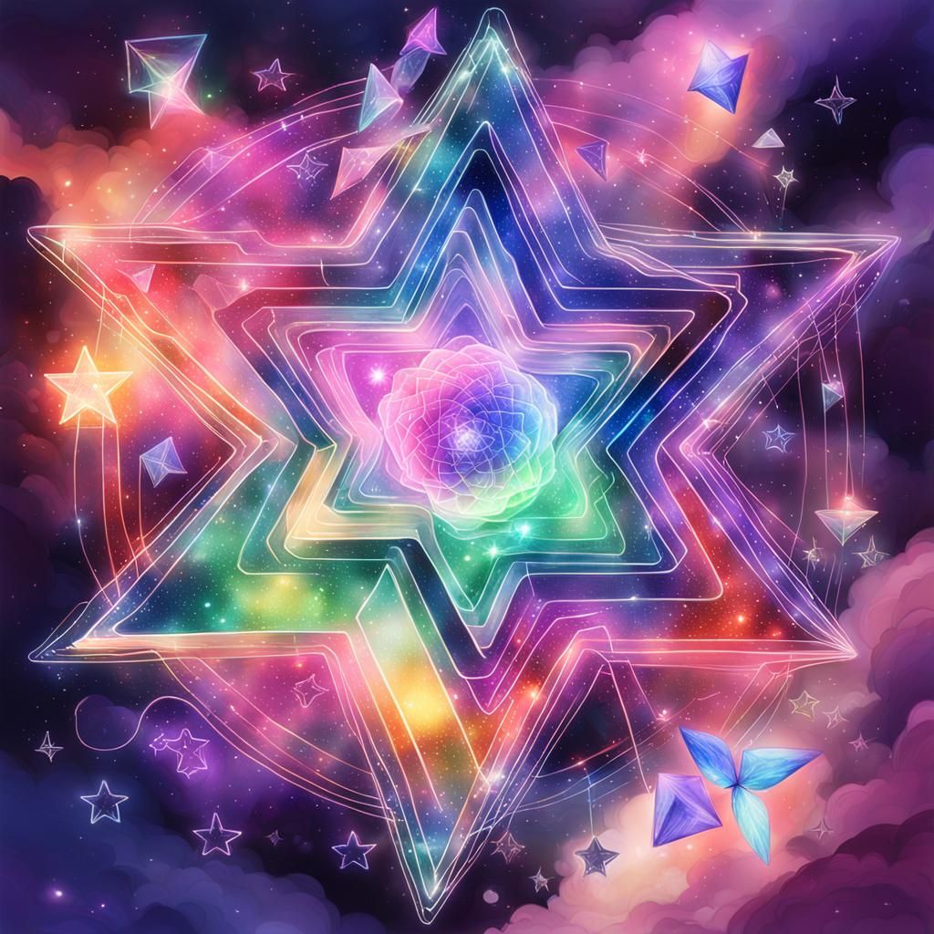 Extradimensional Star Prism in Watercolor Lightpainting Styl...