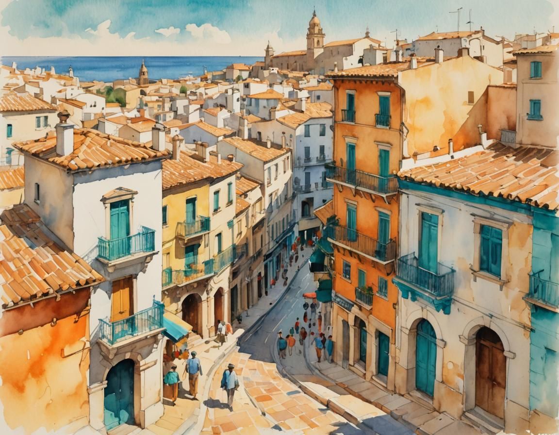 Vibrant Spanish City Scene in Sorolla's Warm Light
