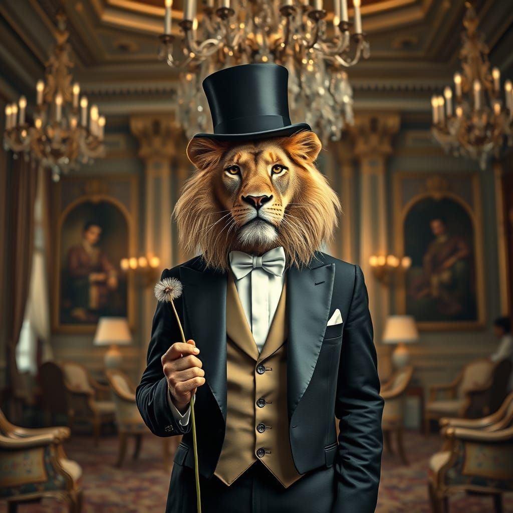 Dandy Lion in Victorian Ballroom
