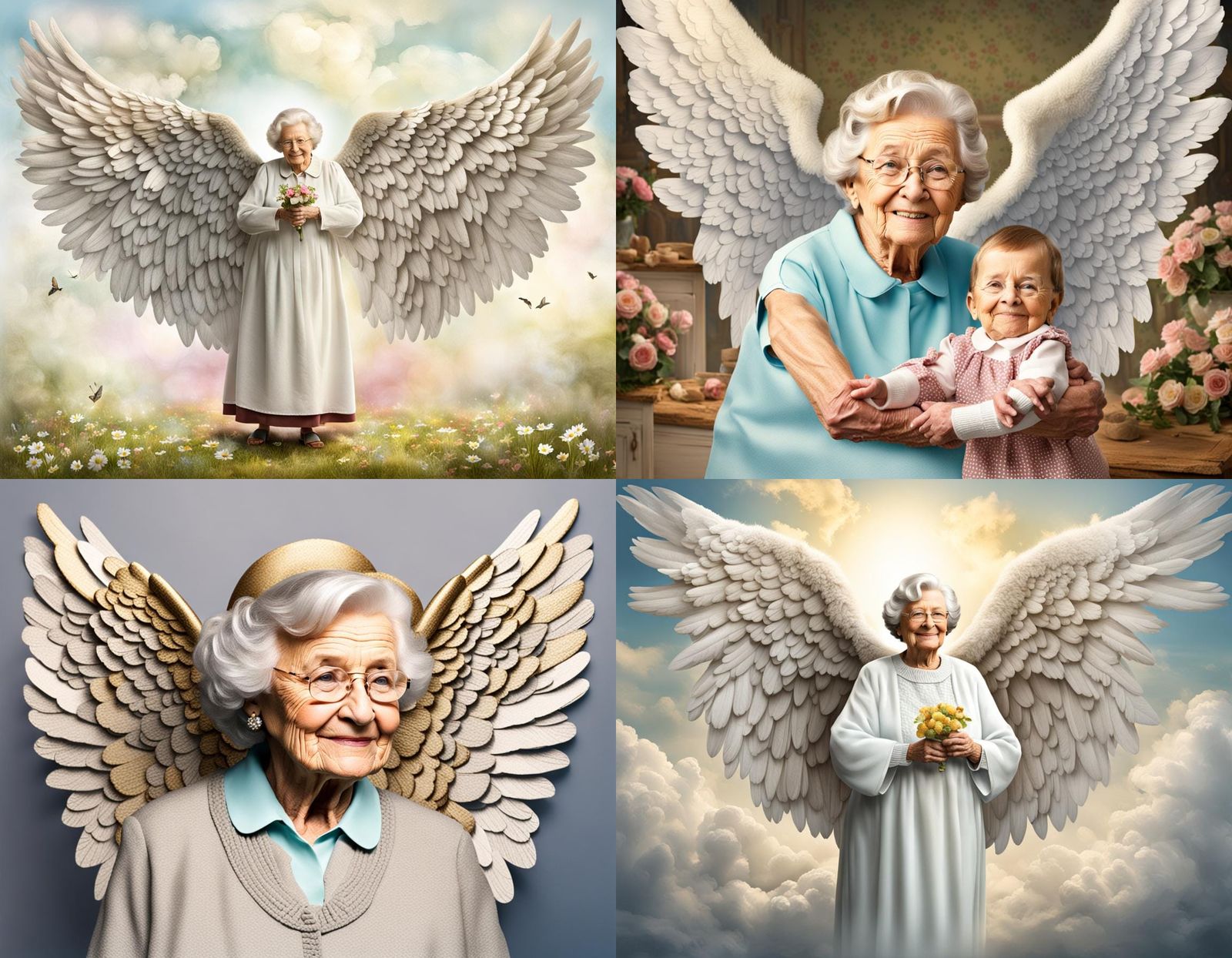 Grandmother with Angel Wings Digital Art