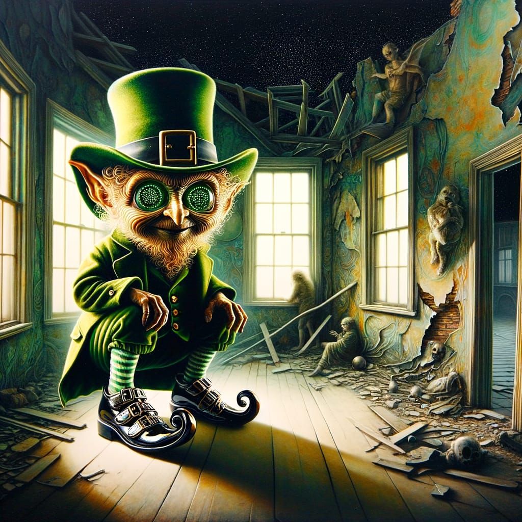 Eerie Leprechaun in a Haunting, Uncanny World