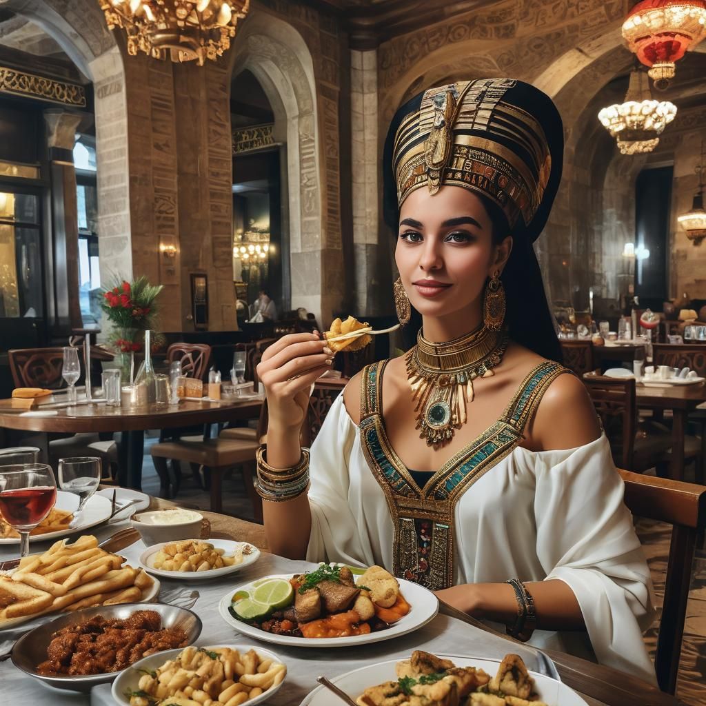 Cleopatra Eats Cevapi in Croatian Restaurant