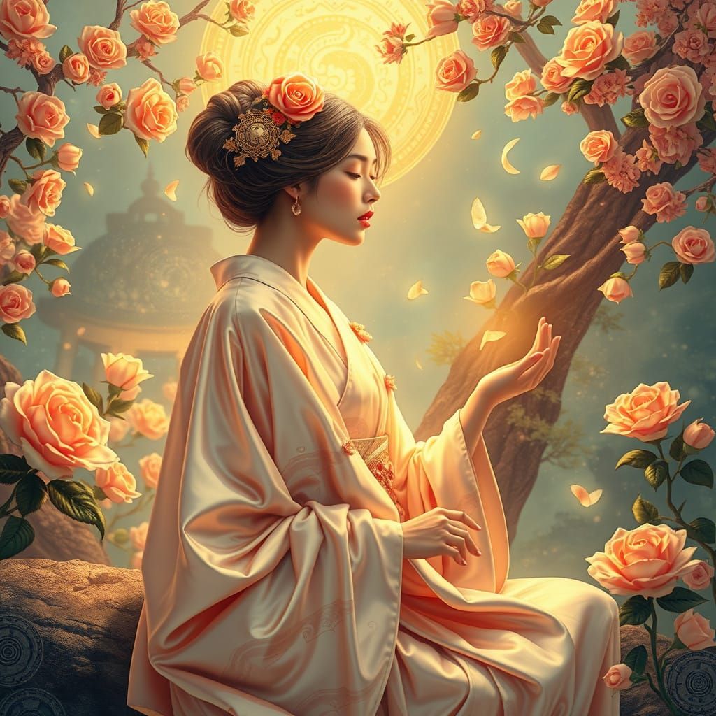 Princess Akemi Sings Zen Haiku in Surrealist Style