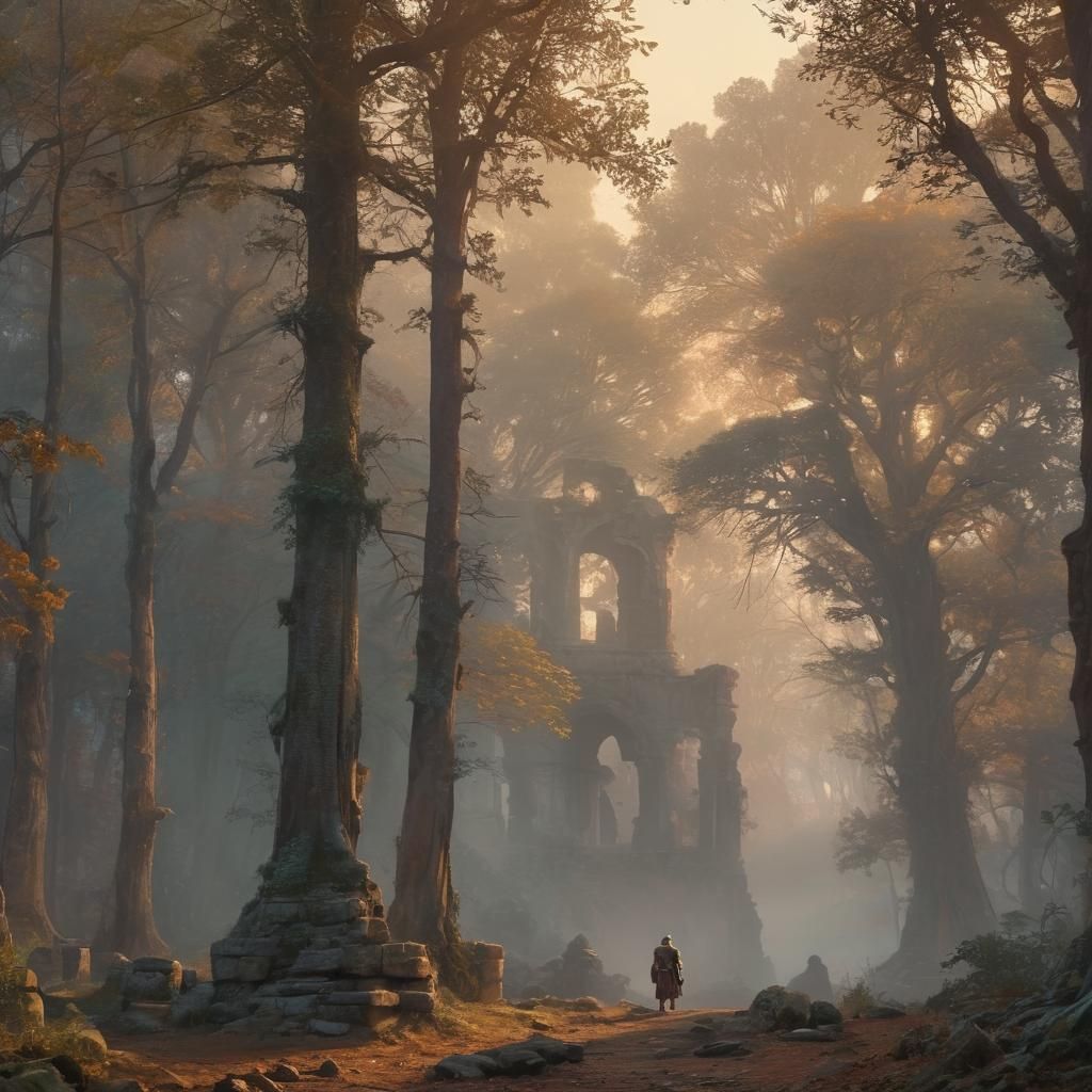 Ethereal Fantasy Portrait of a Knight Discovering Ancient Ro...