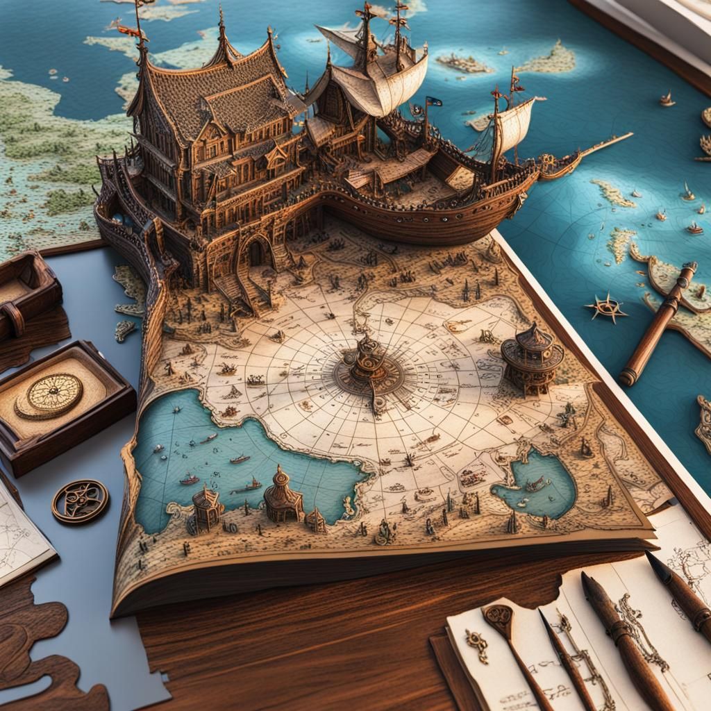 Fantasy Map of Fictional Lands in Comic Book Art