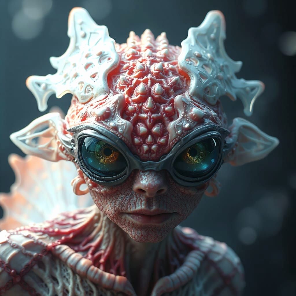 Futuristic Human Hybrid Portrait Inspired by Beksiński