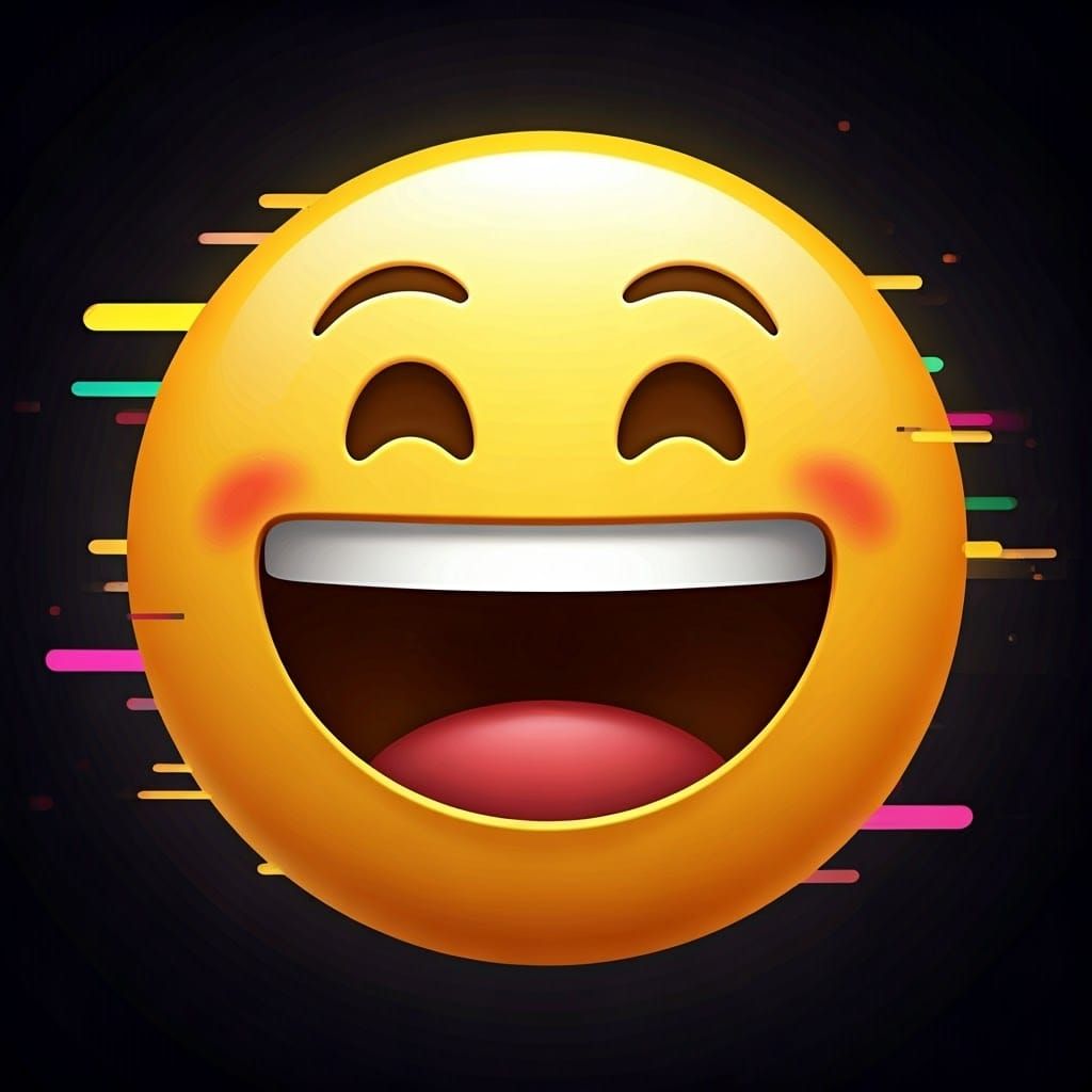Laughing Emoji in Cyberpunk Pixel Art Style