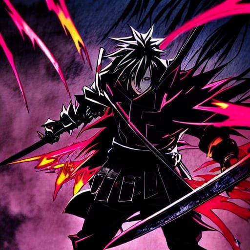 Akame Battles in Dark Alley: Vibrant Comic Style