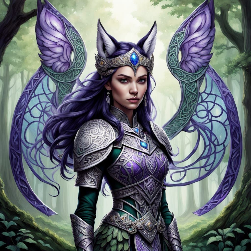 Regal Valkyrie in Celtic Forest