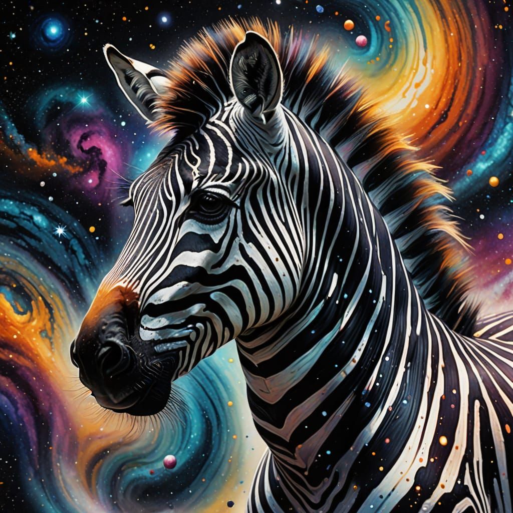 Cosmic Zebra Galaxy Surrealism Digital Art