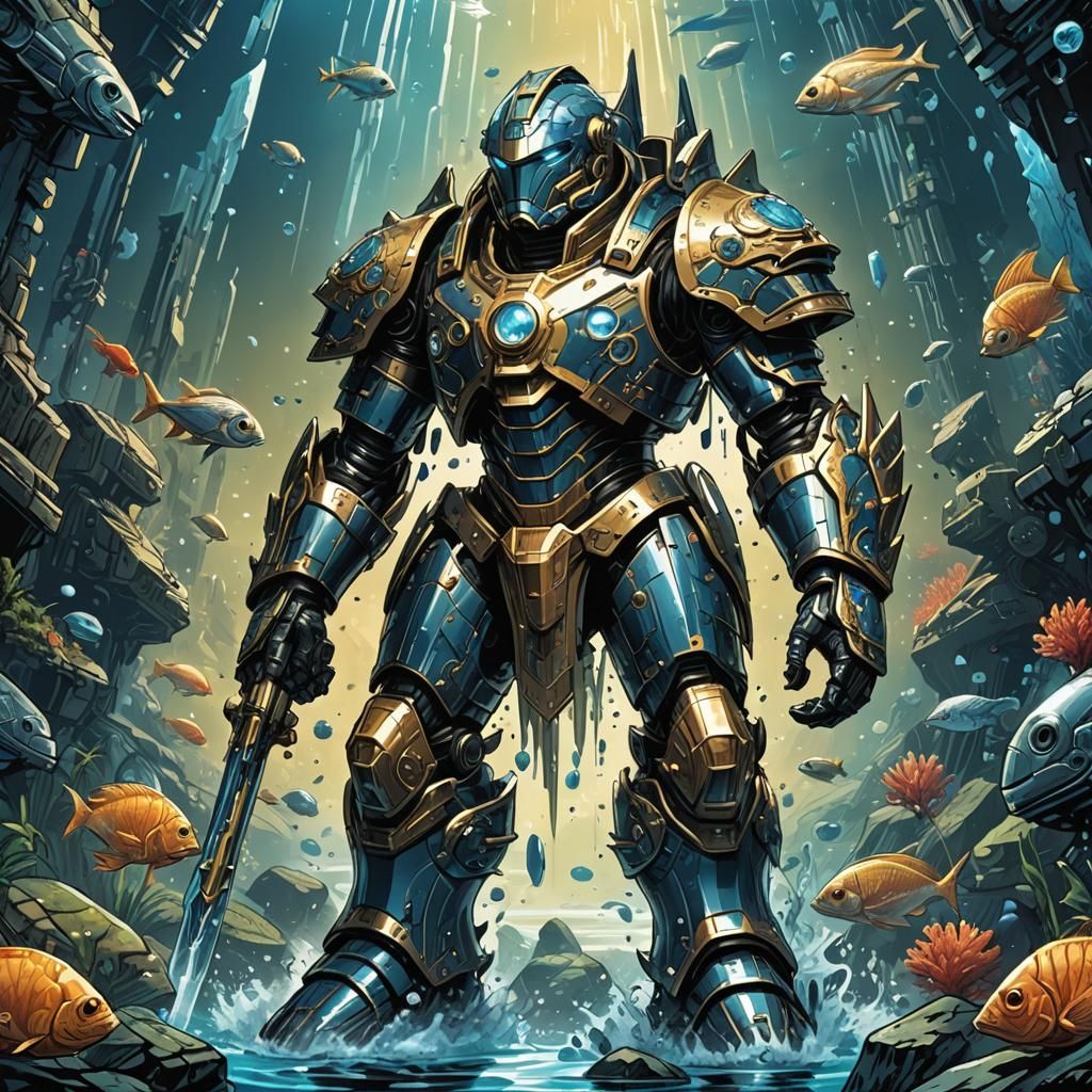 Nindroid Fish Knight of Atlantis: Comic Book Art