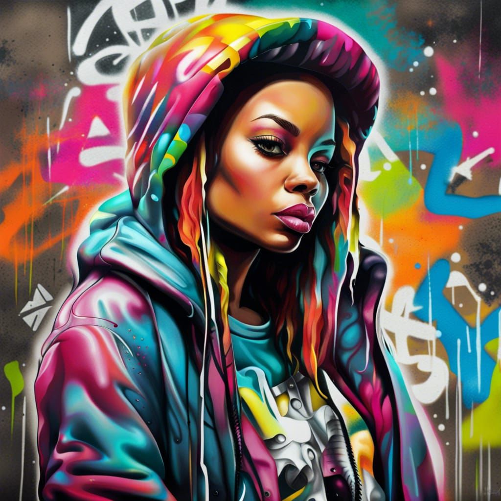 Hip Hop Fashion in Graffiti Splash Art Style