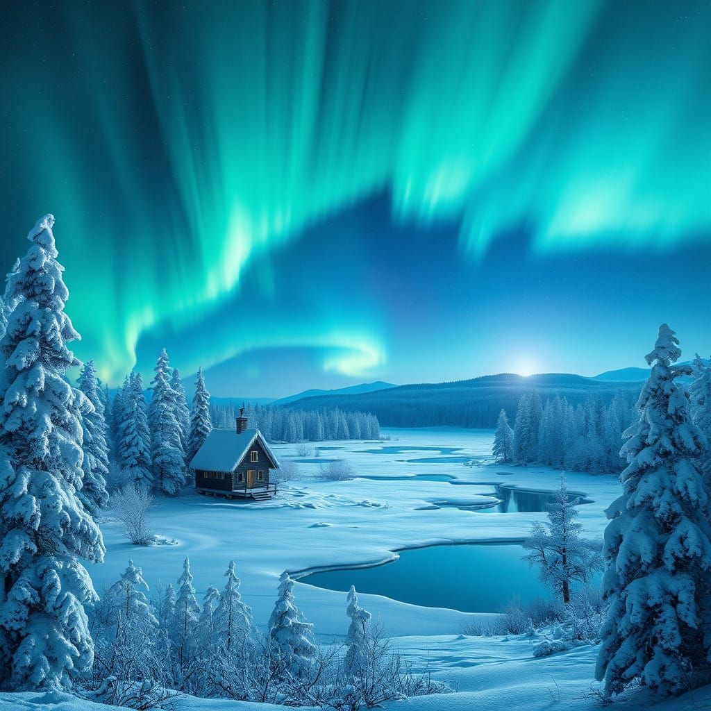 Ethereal Aurora Wilderness in Frosty Splendor