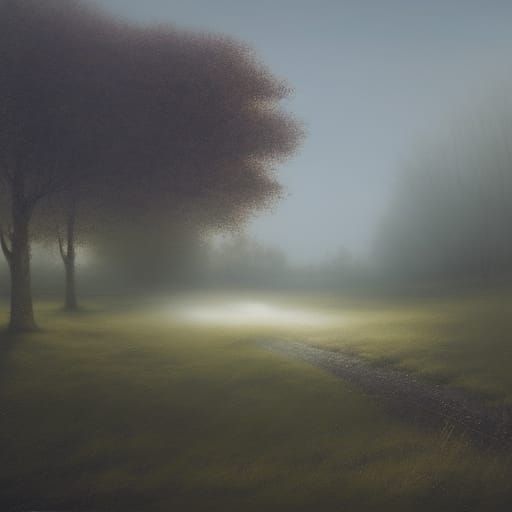 Volumetric Landscape with Tree Subject, Digital Painting