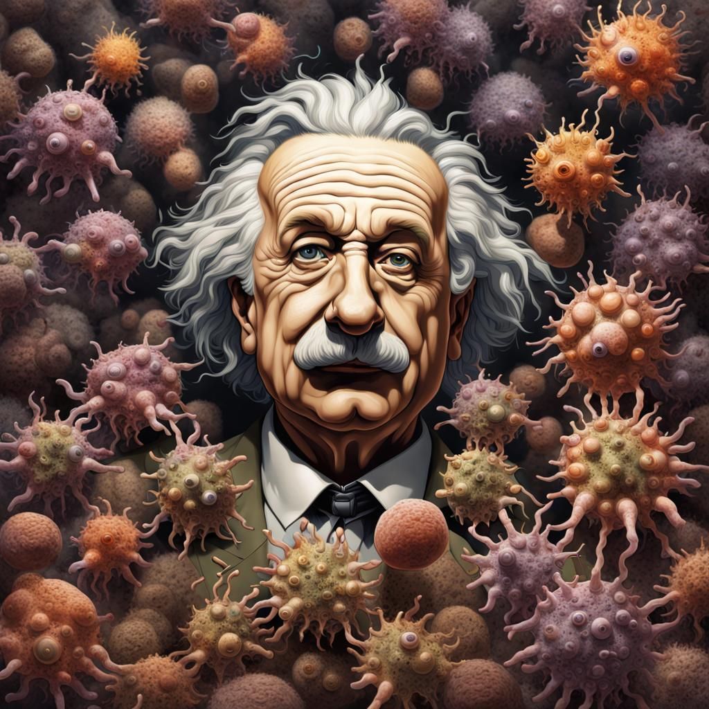 Microbes Devouring Einstein Bust, Sinister Art