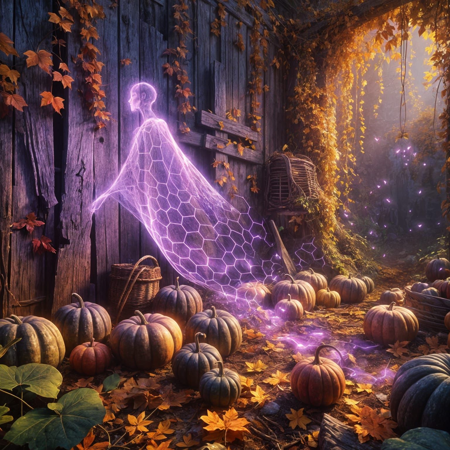 Mystical Glow in Autumn Garden: Honeypunk Apparition