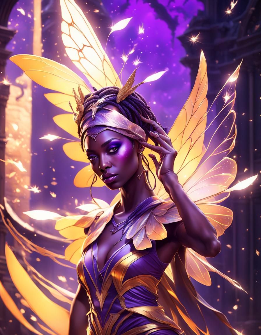 African American Fairy in Dark Fantasy Style