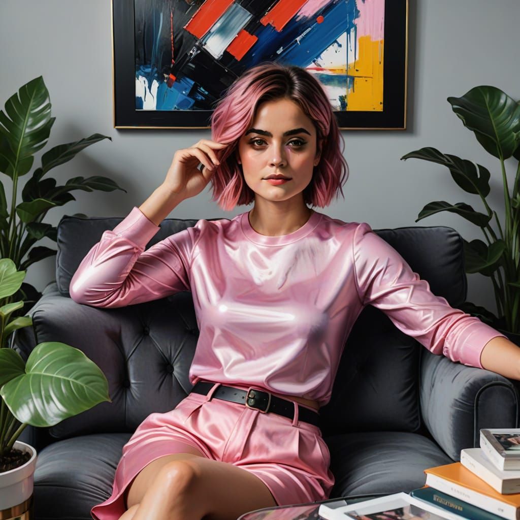 Jenna Coleman in Gerhard Richter Style: Pink Aesthetic
