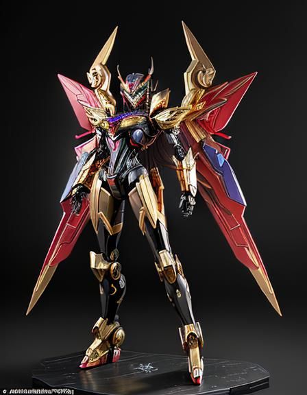 Sleek Robot Warrior with Mechanical Wings