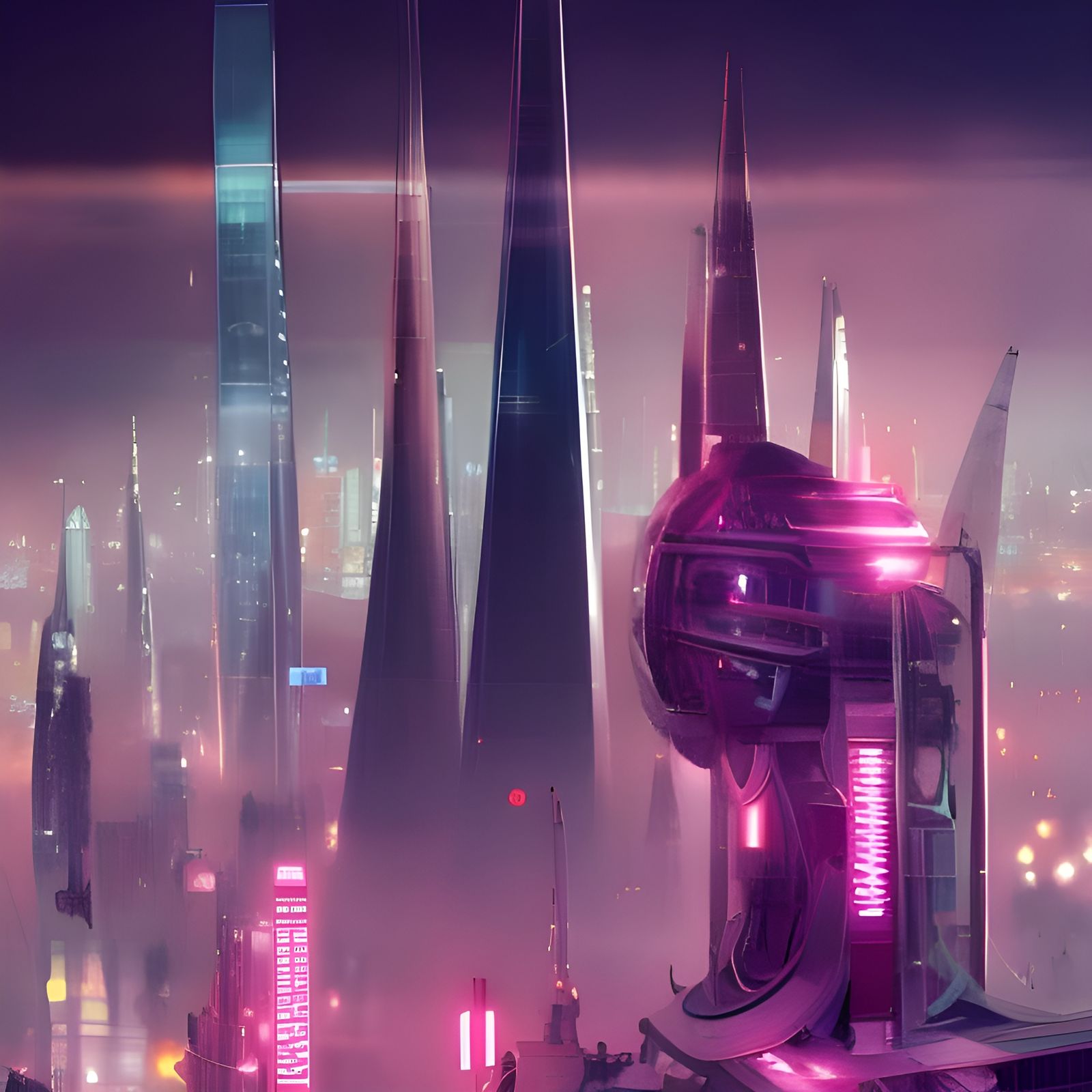 Ultra Futuristic London Cityscape in Art Nouveau Style