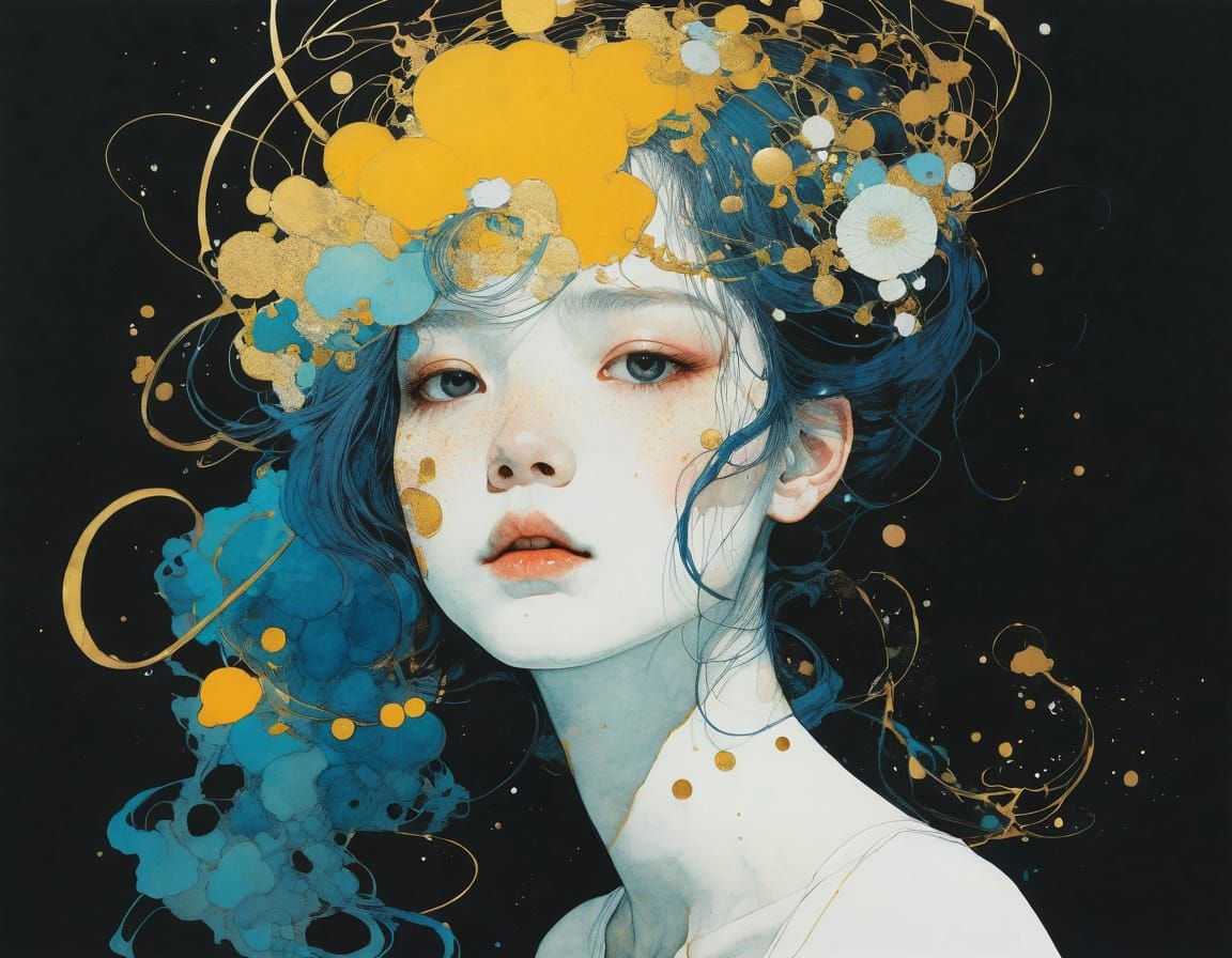 Artwork Evoking Joy in Art Nouveau Style