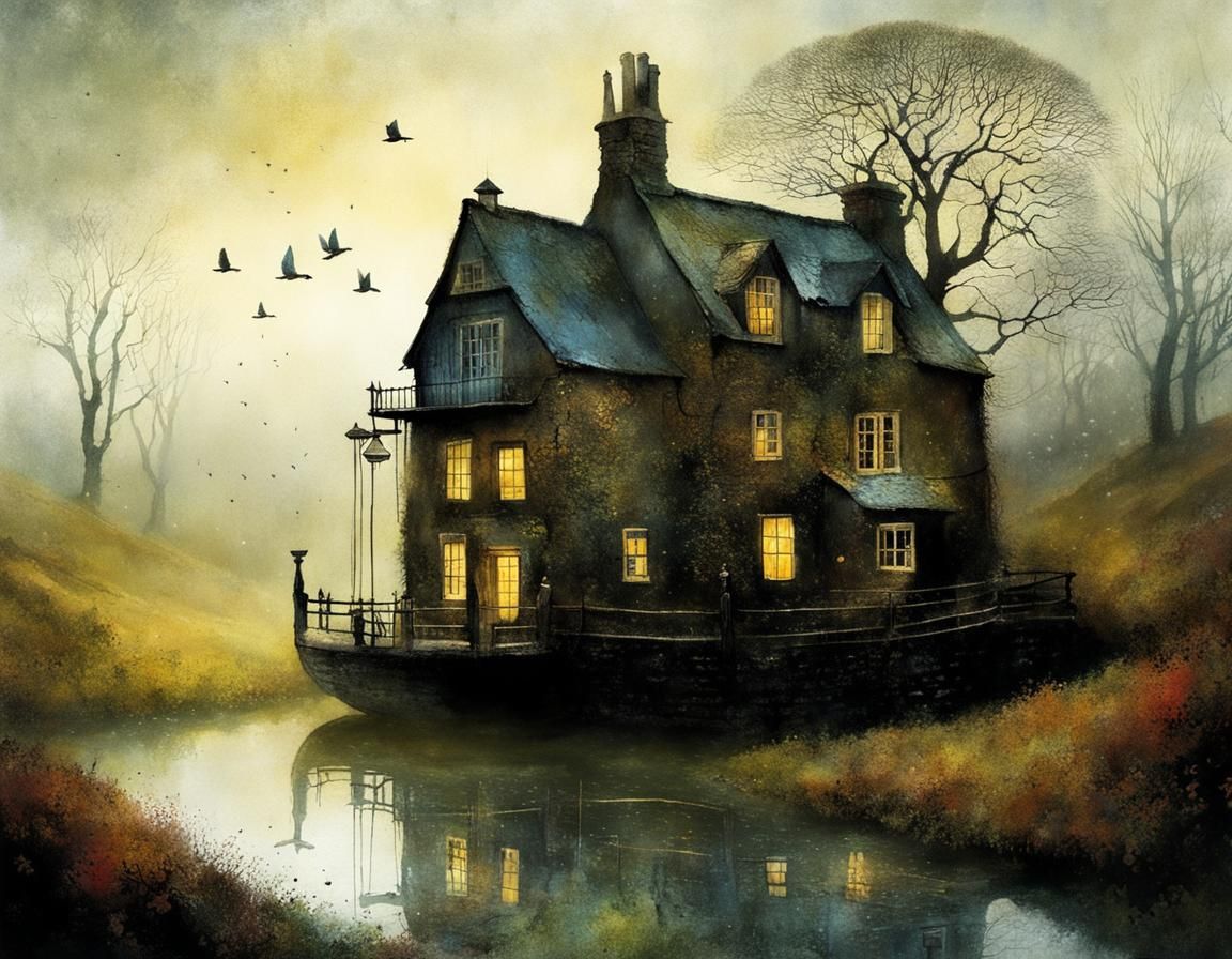 Enchanting Houseboat in Storybook Style