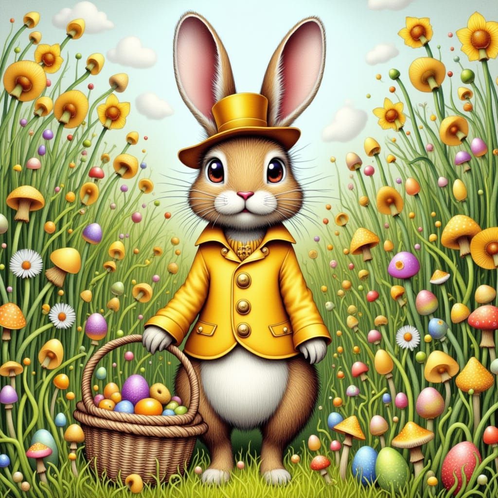 <lora:Art Nouveau Fungi:1.0> Easter Bunny