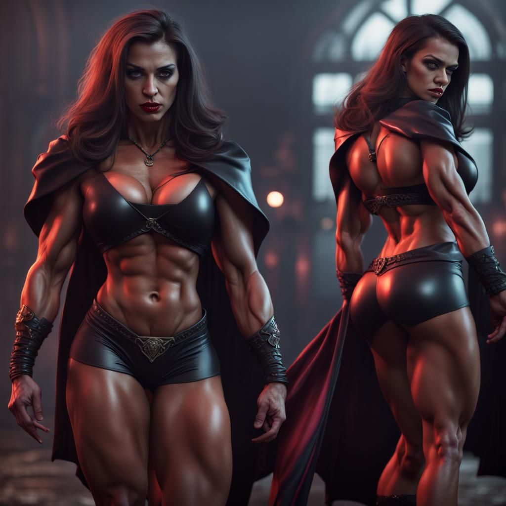 Vampire Bodybuilder in Detailed Matte Painting
