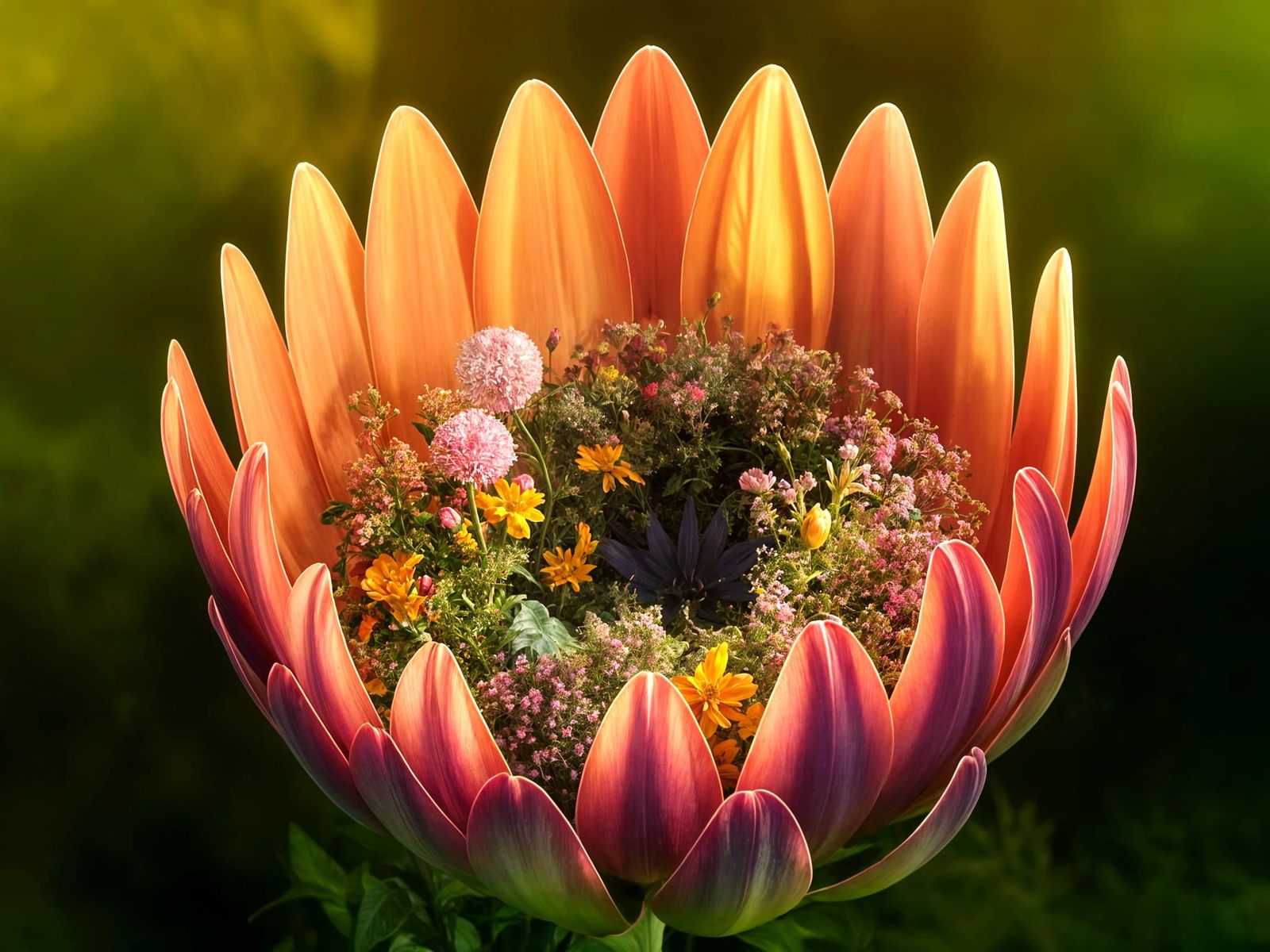 Vibrant Floral Microcosm in Digital Art