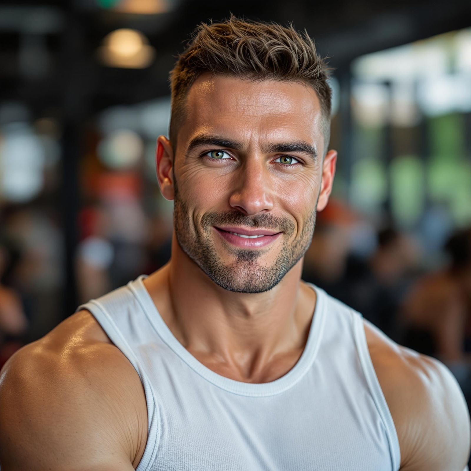 Male Fitness Coach Portrait in Modern Gym