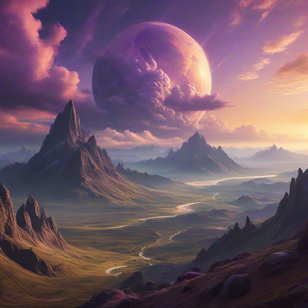 Surreal Desolate Planet in Oil Painting Style