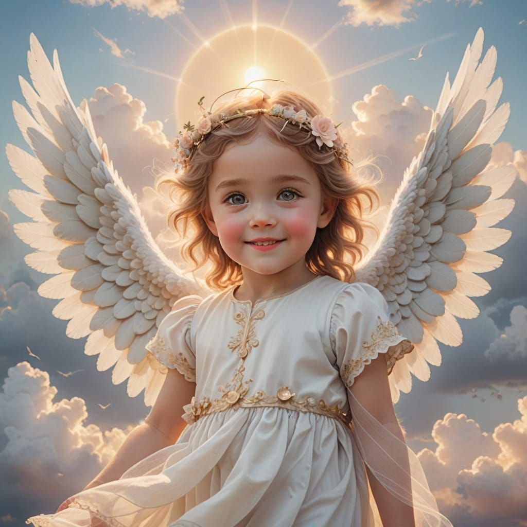 Soft Focus Angel in Heavenly Landscape