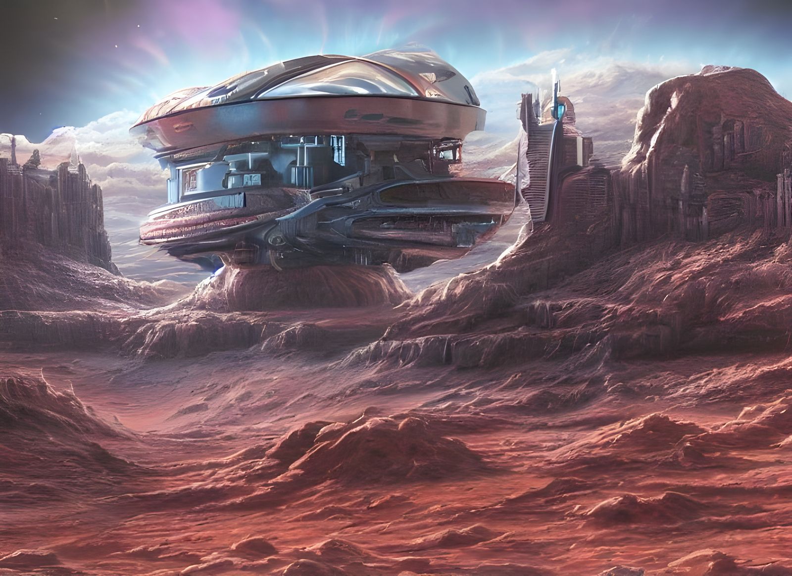 Martian City's Final Day in Airbrush Style