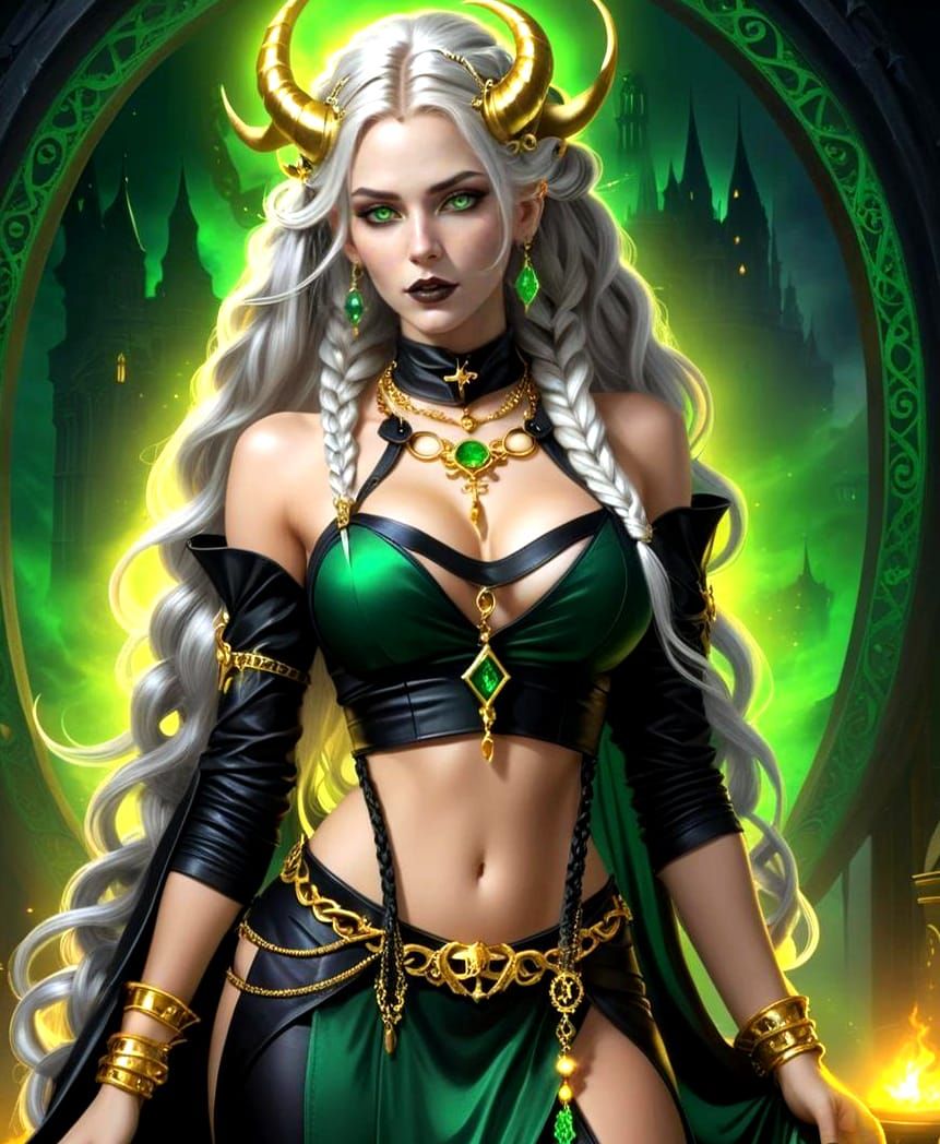 Beautiful Necromancer in Dark Fantasy Setting