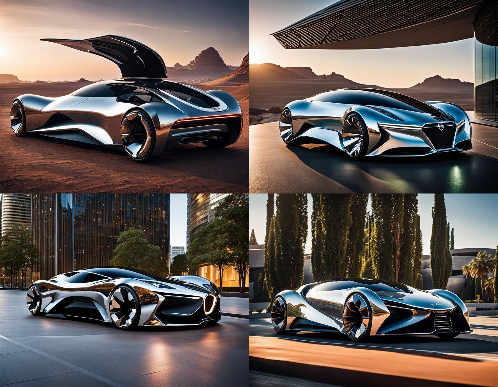 Futuristic Concept Car on Mars, Hyperrealistic Digital Art