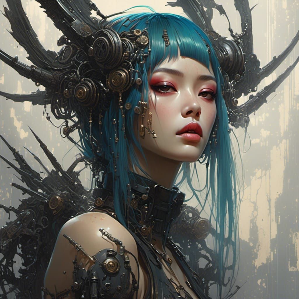 Future Pinup in Neo-Tokyo Steampunk Style