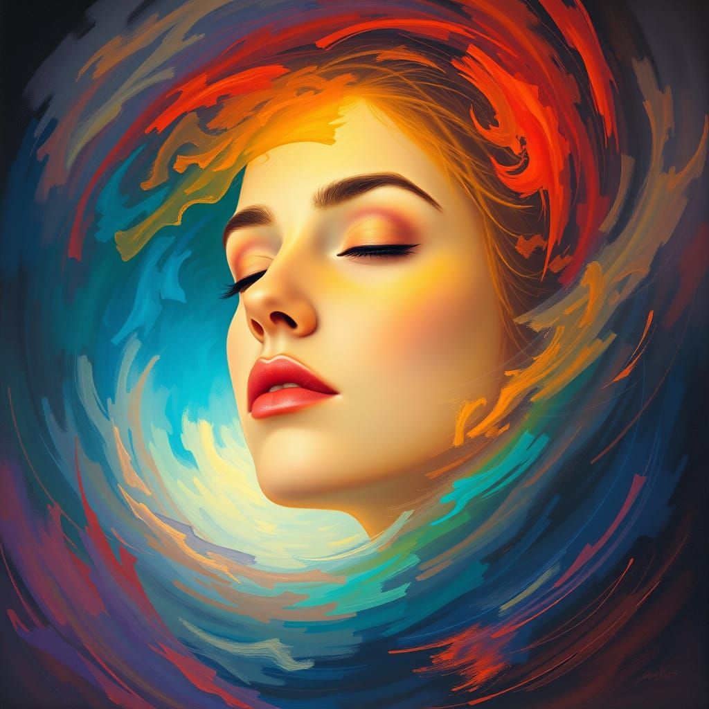 Ethereal Surrealist Portrait in Vibrant Colors